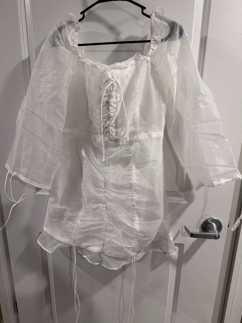 White Chiffon Sleeve Corset Mini Dress